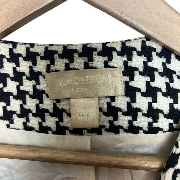 Nordstrom Studio 121 Black and Off White Houndstooth Open Blazer Womens Size 14 - Picture 3 of 8